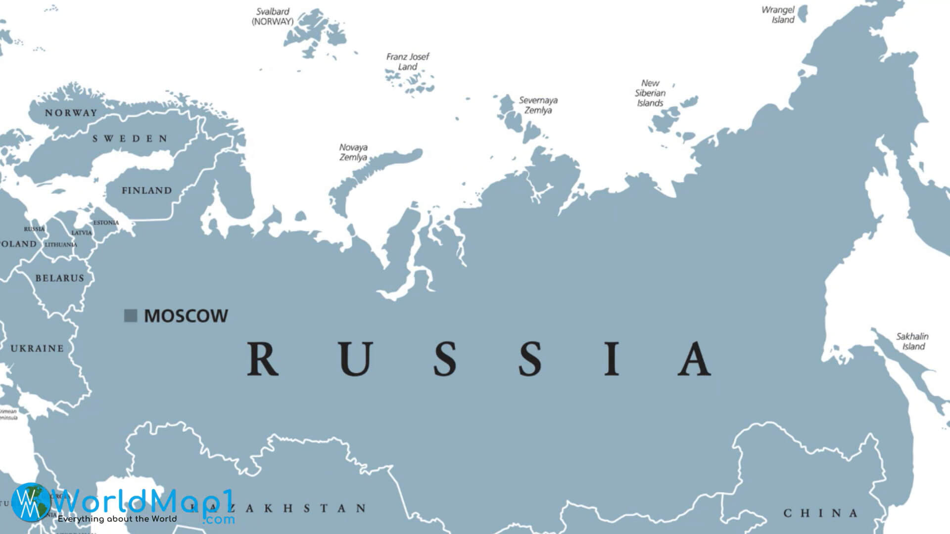 Carte de la Russie, des pays scandinaves et des pays baltes